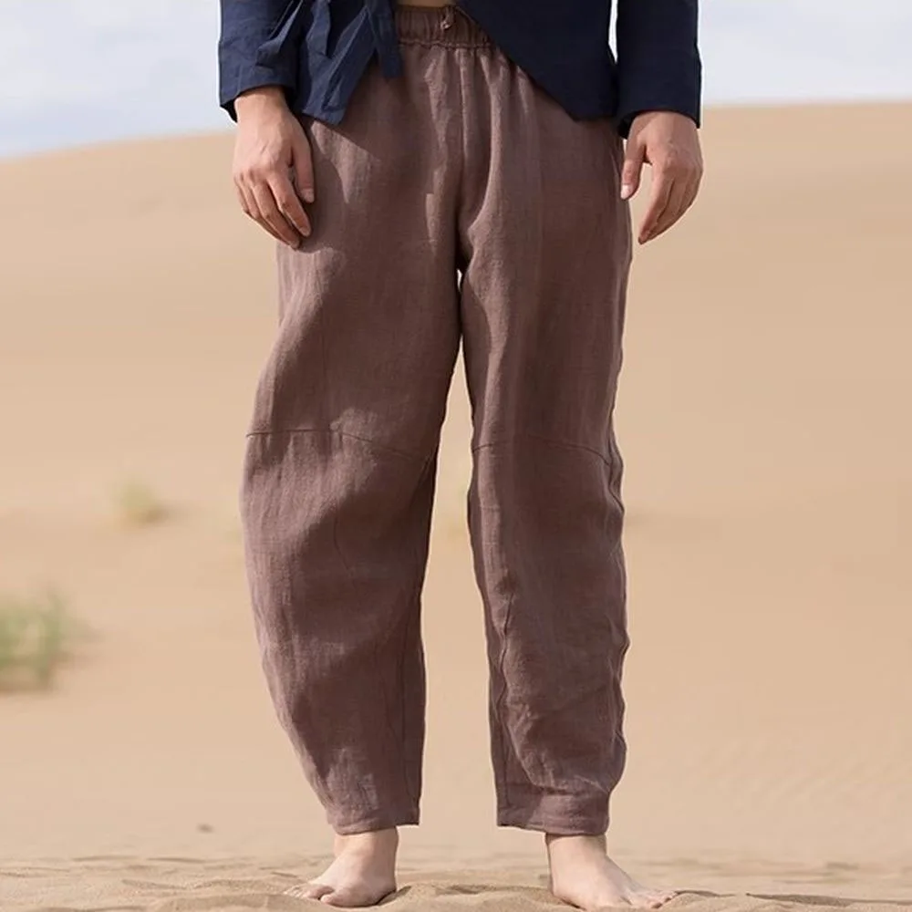 High Quality lInen&cotton Men Chinese ancient Haren pantsTai Chi Kung Fu trousers Zen Bloomers