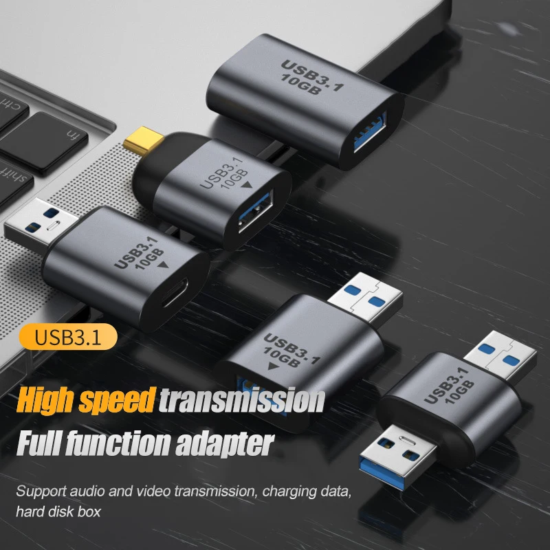 

Металлический адаптер USB C 3,1 OTG 10 Гбит/с для быстрой передачи данных Type-C 3A, зарядный конвертер для Macbook Tablet