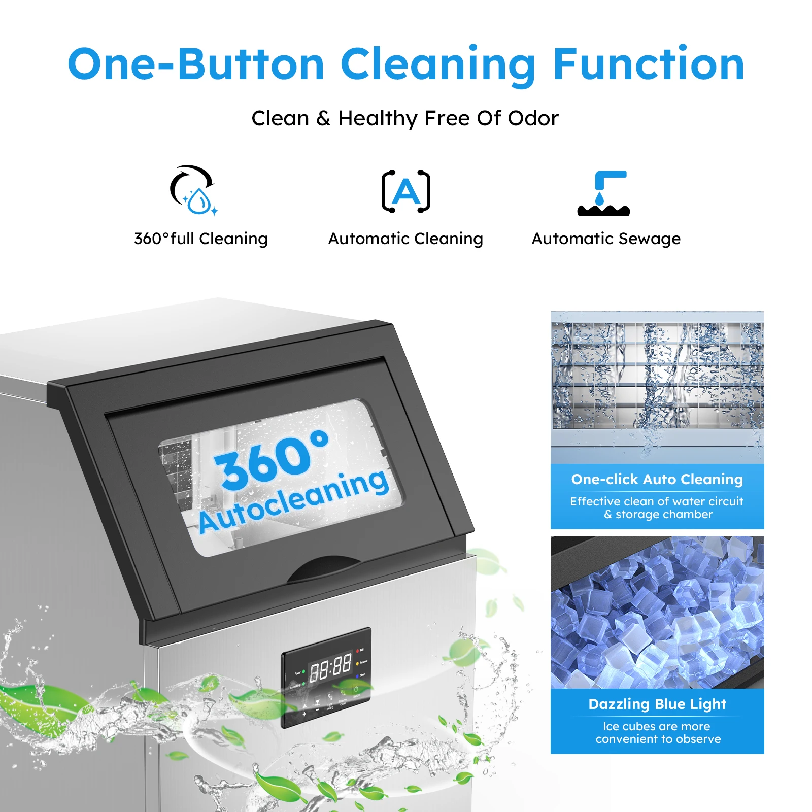 Commercial Ice Maker, Ice Making Machine with Large Storage Bin, Auto Self-Cleaning Ice Maker Perfect for Home Bar Business 4