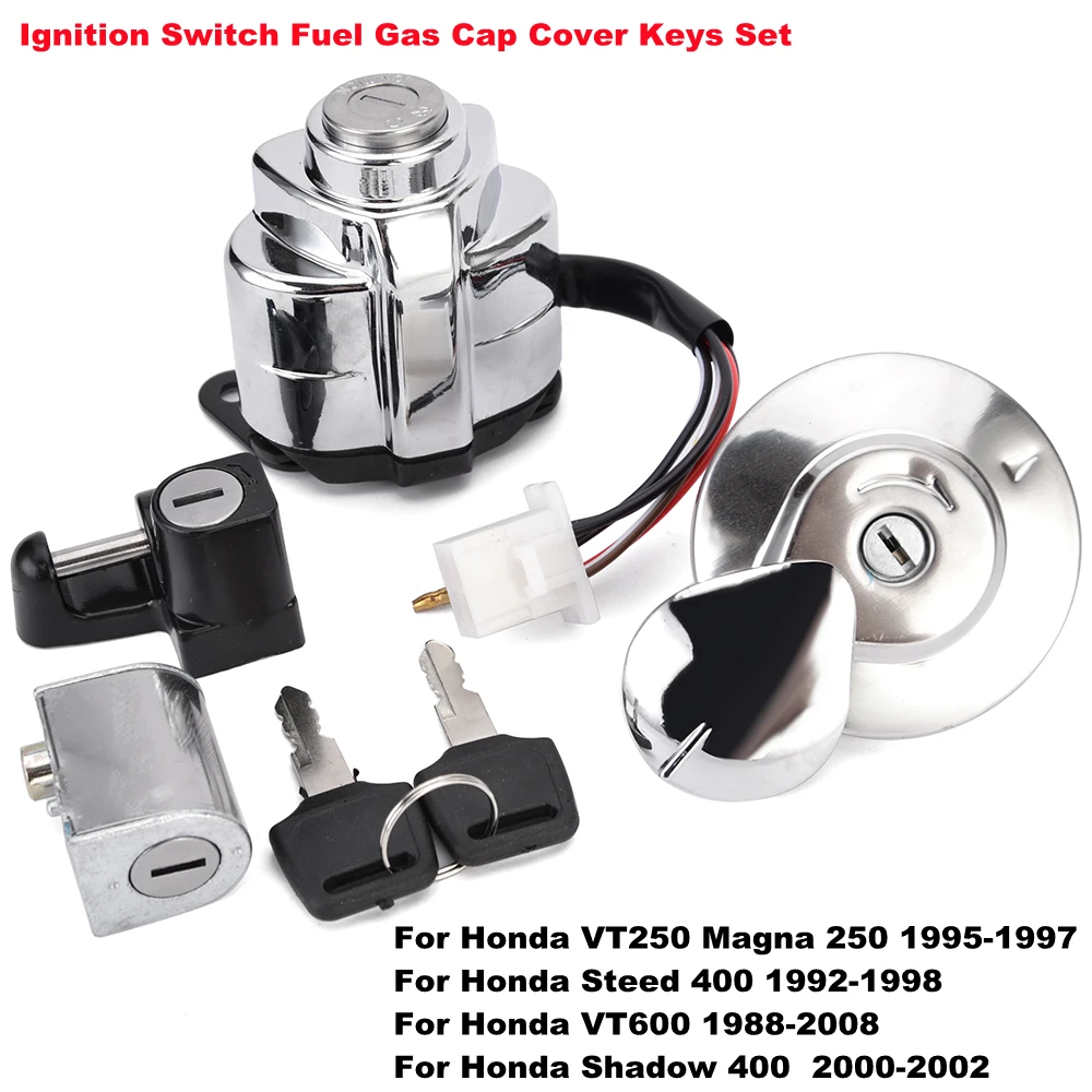 

Motorcycle Ignition Switch Fuel Gas Cap Lock Key Kit For Honda VT250 Magna 250 1995-1997 VT600 1988-2008 Shadow 400 Steed 400