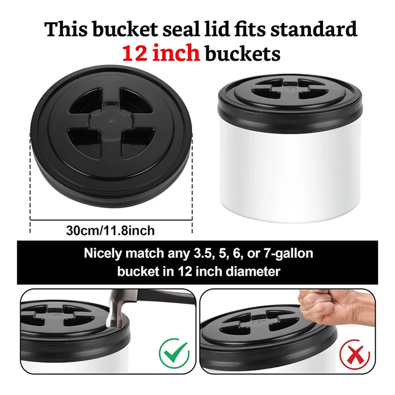2 Pieces 5 Gallon Leak-Proof Bucket Lid Plastic Storage Buckets Screw Seal Lids Screw Pail Lid Pet Food Storage