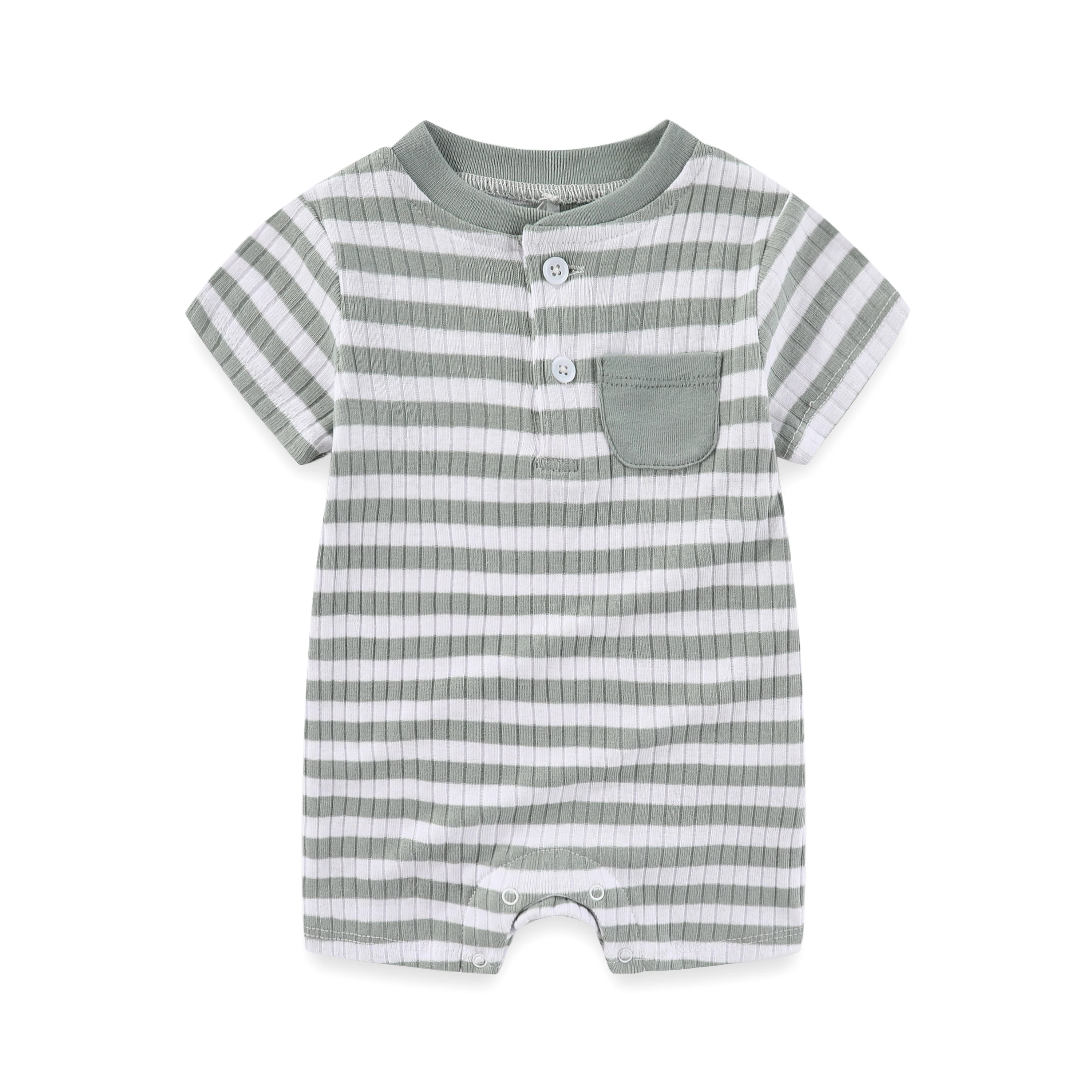 Newborn Baby Dinosaur Jumpsuit 2-Piece Set Of Striped Printed Baby Summer Short Sleeved Clothes 2