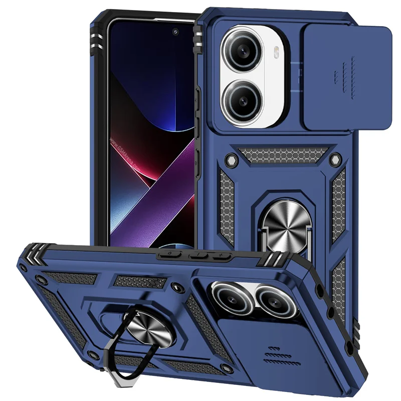 Armor  with Slide Lens Protector and Ring Stand - Durable Back Cover Case