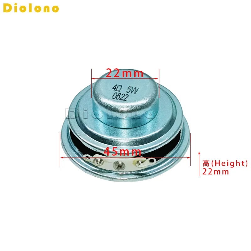 4 Ohms 5W 45mm Round 16 Core Dual Neodymium Magnetic Waterproof Speaker 1.75 inch Yellow Glassfiber Audio Loudspeaker 2pcs audio speakers