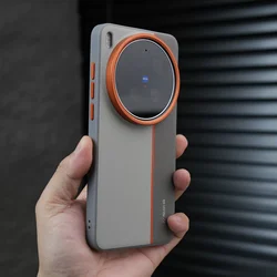 Vivo X300 Series Fashion PU Leather Skin Protective Back Cover with Metal Button Shell for Vivo X300 (GRAY)