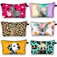 Cute Animal Elephant / Koala Cosmetic Bag Zebra Girl Travel Cosmetic Case Woman Lipstick Holder Bags Beauty Makeup Bag Gift 1