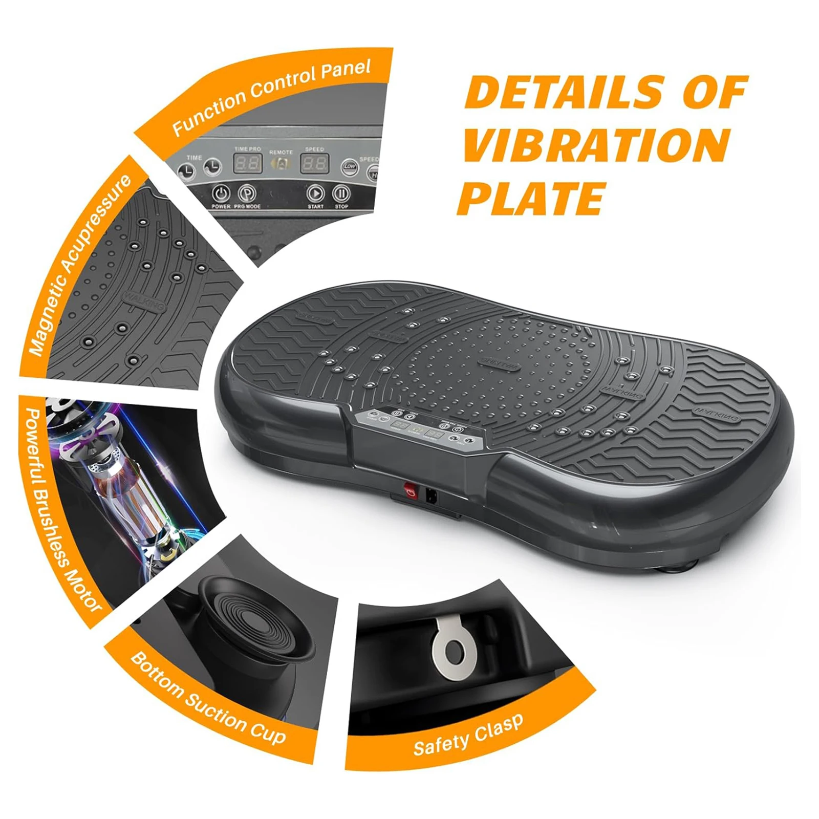 Bigzzia Vibration Plate Exercise Machine 10 Mode Whole Body Workout Vibration Fitness Platform with Jump Rope Bluetooth Speaker