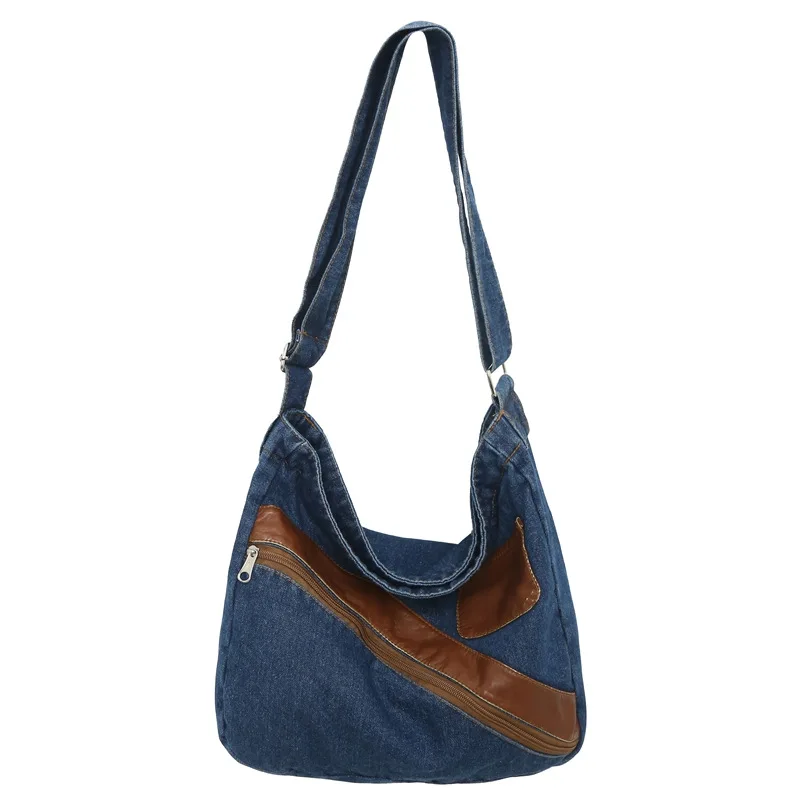 Denim Crossbody Bag Personalized Trendy Design Summer New Large Capacity Student Crossbody Bag Casual Phone Pouch Purse Storage