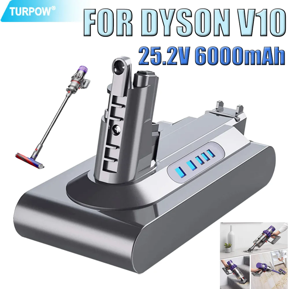 Batteria Di Ricambio V10 25.2V 6000Mah Per Dyson V10 Sv12 Cyclone V10 Batteria Vacuum V10 Absolute V10 Fluffy