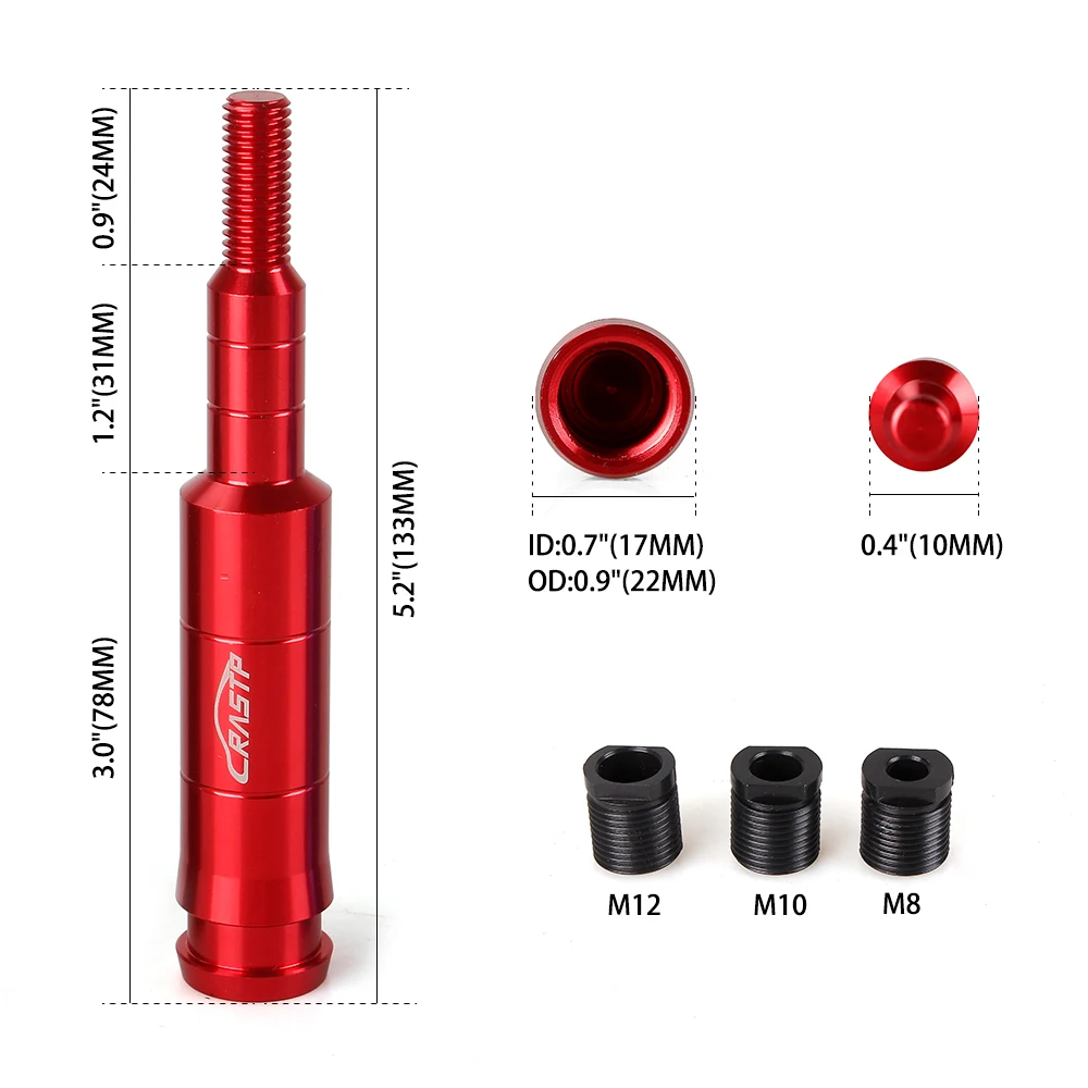 New M10x1.5 Aluminum Racing Car Gear Shift Knob Extender Adjustable Gear Stick Shifer Lever Extender Auto Accessories SFN108