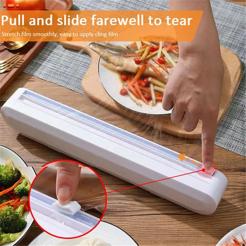 Adjustable Cling Film Cutter Home Food Wrap Dispenser Food Wrap Stretch  Clear Cling Wrap Household Economical Slitter - AliExpress