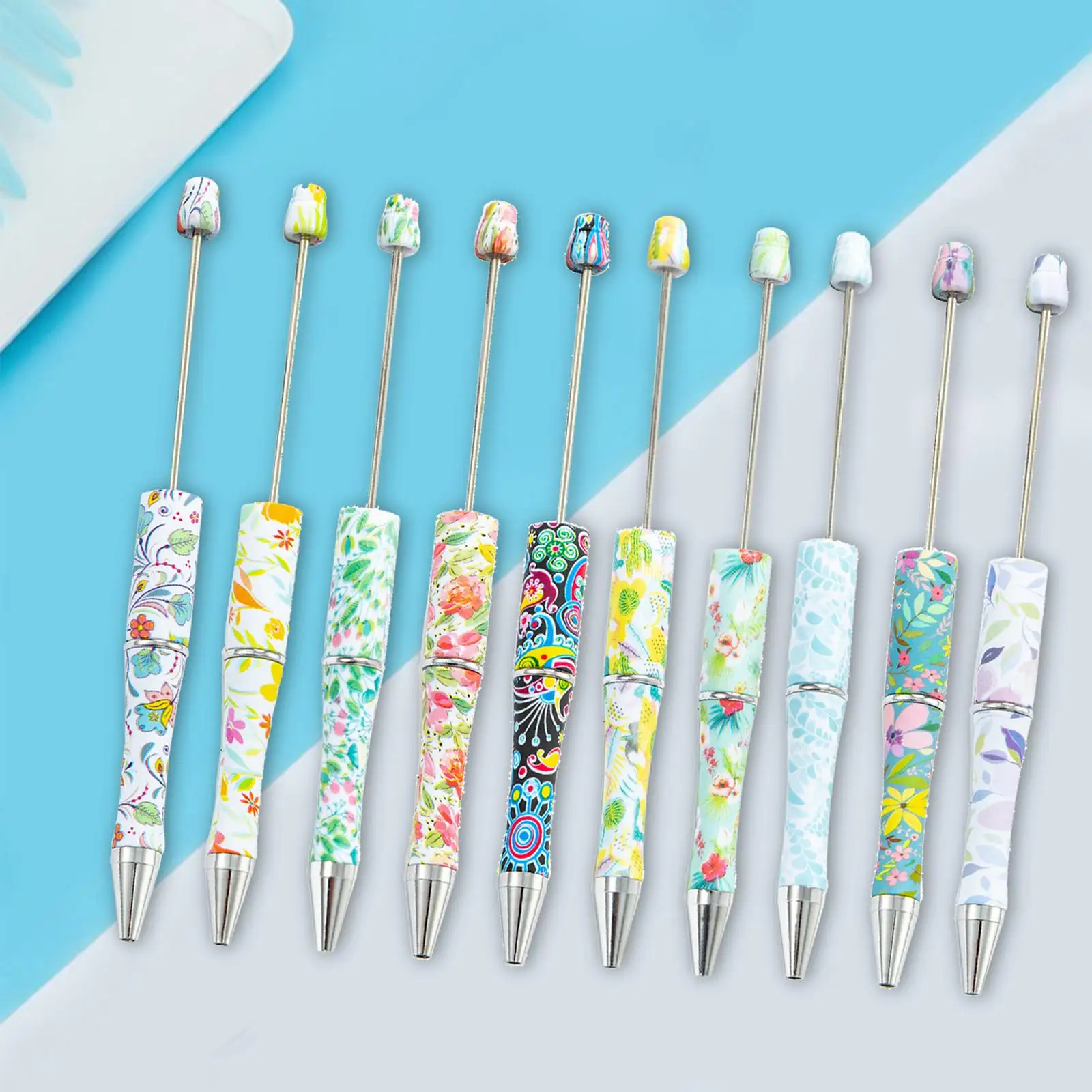 10 Pieces Beadable Pens Bead Pen Beaded Pen Beaded Ballpoint Pens for Drawing