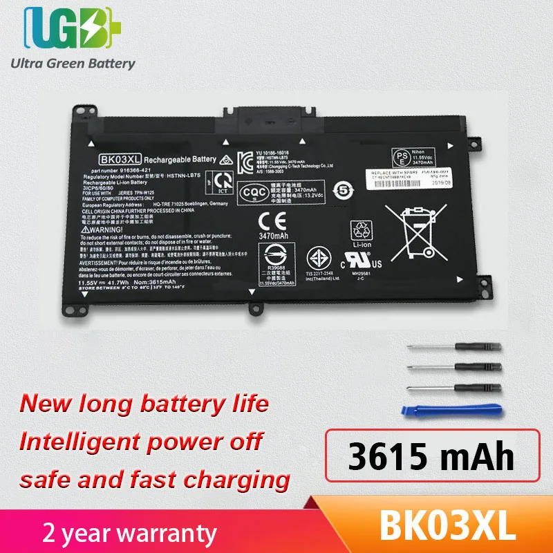 

UGB New BK03XL Battery для HP Pavilion X360 14m 14-BA033TX 14-ba001ns HSTNN-LB7S HSTNN-UB7G 916366-541 9168