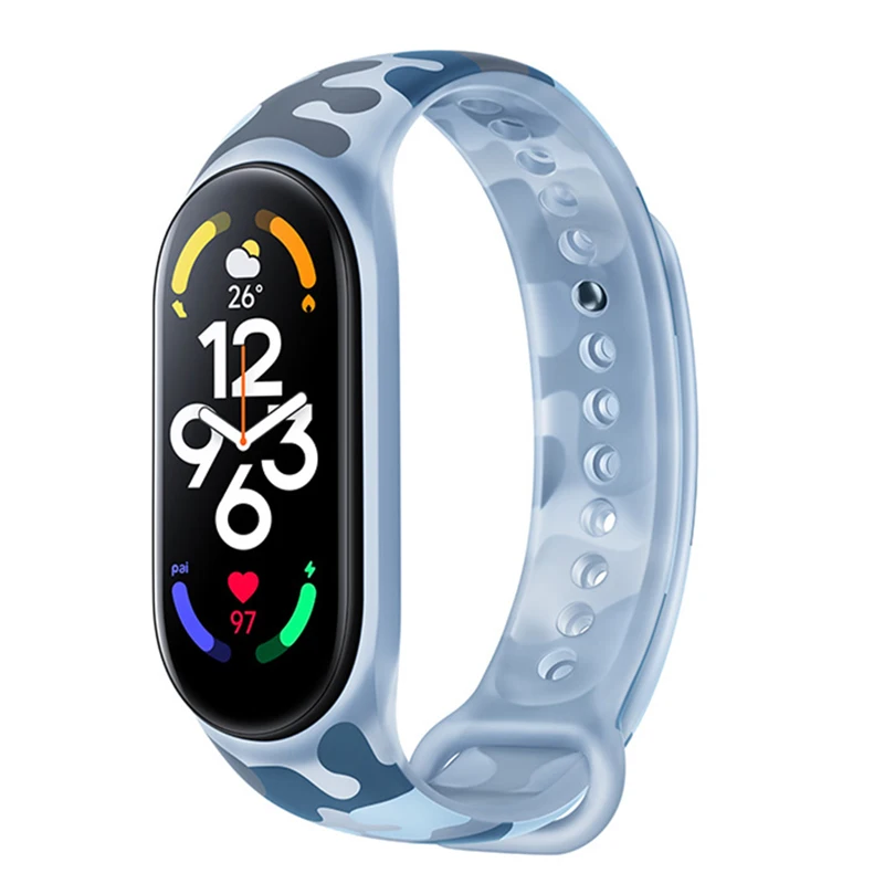 Smart Bracelet For Xiaomi Mi Band 7 Fluorescent Camouflage Wristband Silicone Replaceable Strap For Xiaomi Mi Smart Band 7 6 5 2