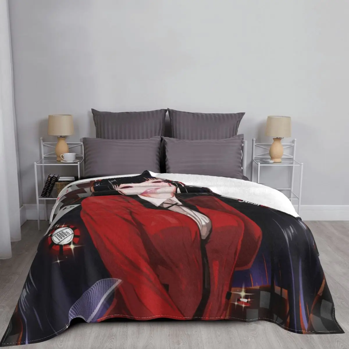 Jabami Yumeko Blanket Kakegurui Japan Anime Flannel Novelty Warm Throw Blanket for Chair Covering Sofa Decoration