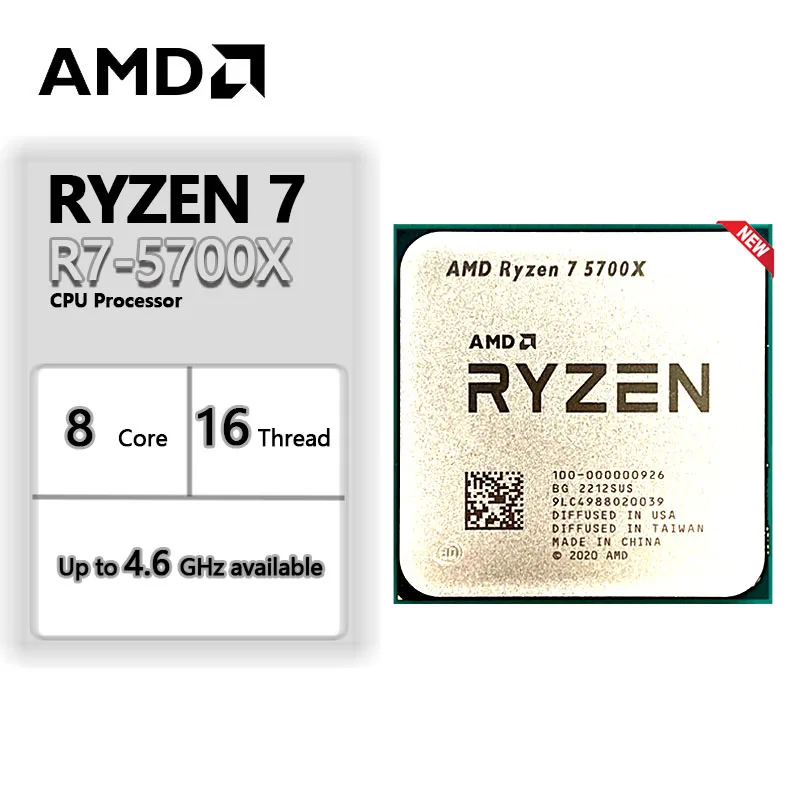 AMD R7 5700X Ryzen 7 5700X 3.4 GHz 8 コア 16 スレッド CPU 7NM L3 