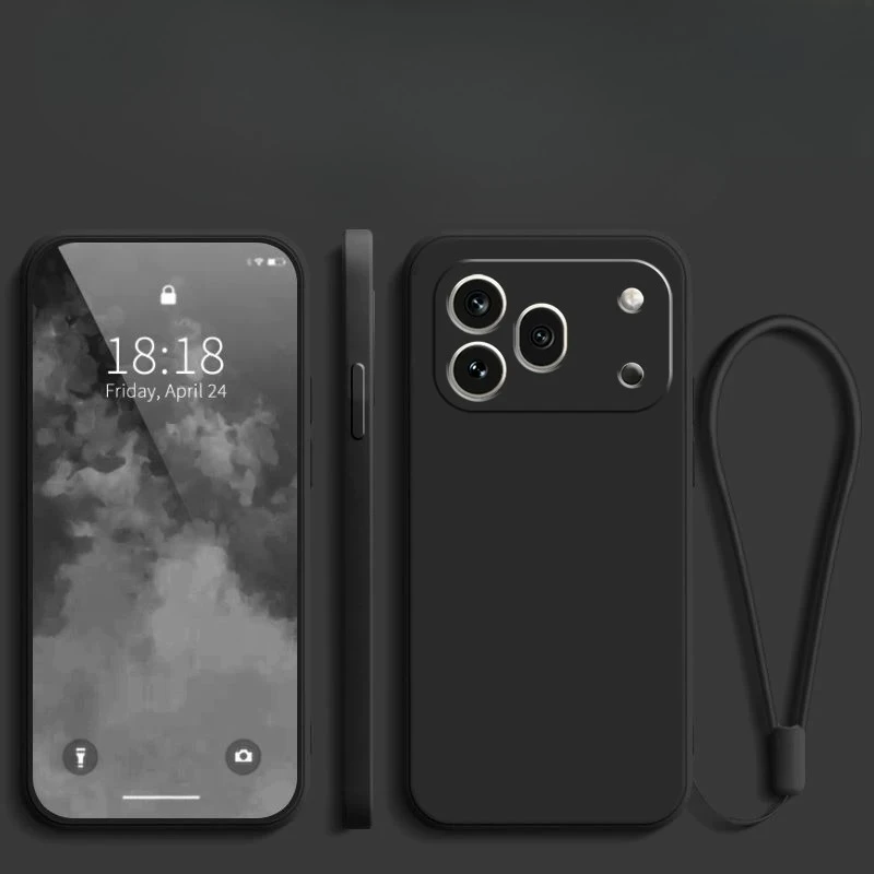 Liquid Silicone Lanyard Soft Phone Case - Shockproof Camera Protective Cover