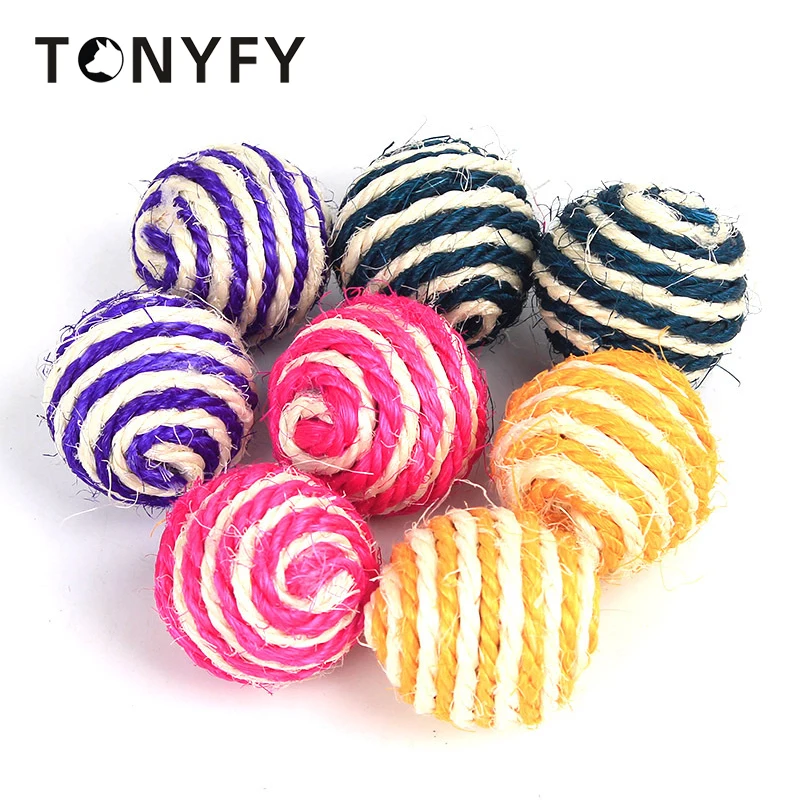 thumbnail image 2 of Hanging Interactive Cat Toy: Sisal Rope Ball Self Play Bite 2 of 14