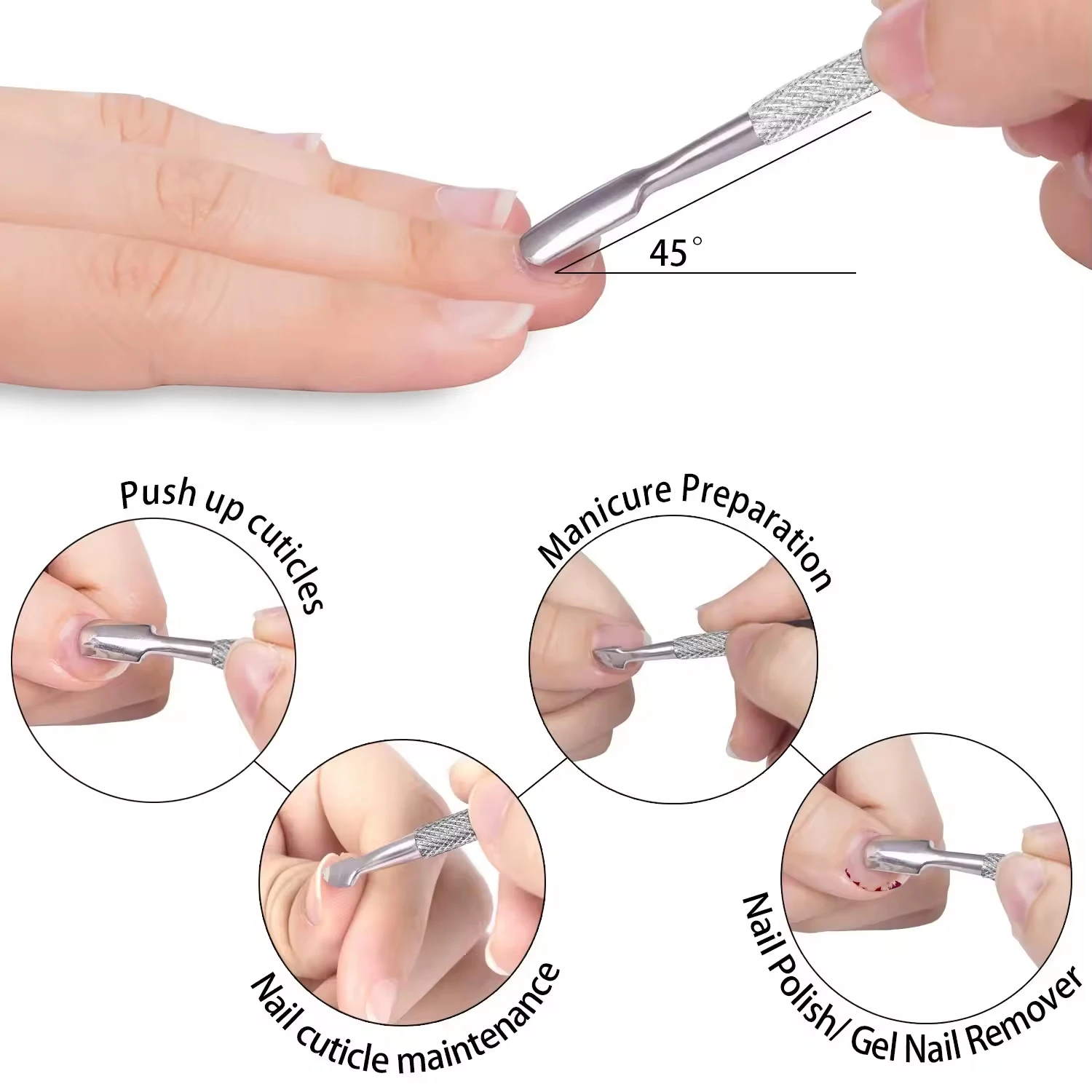 Cuticle Pliers with Cuticle Pusher Stainless Steel Cuticle Remover and Trimmer Perfect For Fingernails and Toenails 5
