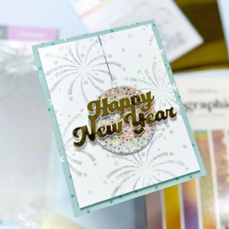 Mmao Craft Metall-Stanzformen, Schneidformen, Happy New Year Buchstaben, Scrapbook-Papier, Bastelmesser, Schablonen, Stanzschablonen – Detail 1