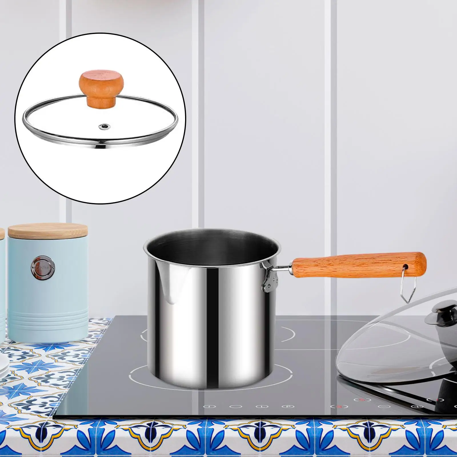 Deep Fry Pot with Wooden Handle Small Cookware Cooking Kitchen Frying Pan for Camping Home Party Kitchen Dried Deep Fry Pot with Wooden Handle Small Cookware Cooking Kitchen Frying Pan for Camping Home Party Kitchen Dried