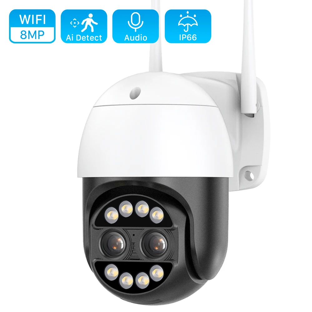 4K 8MP 2.8+12mm podwójny obiektyw kamera PTZ WiFi 8X Zoom cyfrowy kolor noktowizor wykrywanie człowieka kamera IP CCTV nadzór wideo - AliExpress 30