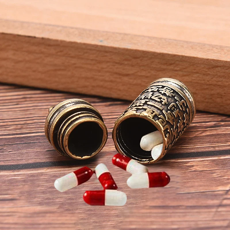 Hohler Messing-Sutra-Zylinder Anhänger Schlüsselanhänger Halskette Schmuck Pillendose