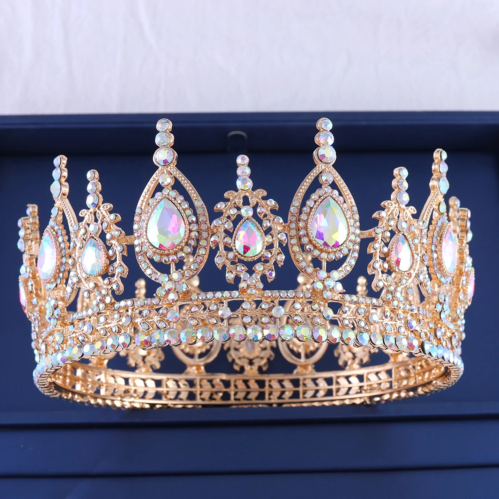 Wedding Bridal Tiara Colorful Crystal Crown Elegant Noble Wedding Hair Accessories