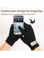New Men's Knitted Gloves Autumn Winter Large Size Fce Lined Thiened Touchscreen Heat Resistant Warm Wool Adult Gloves