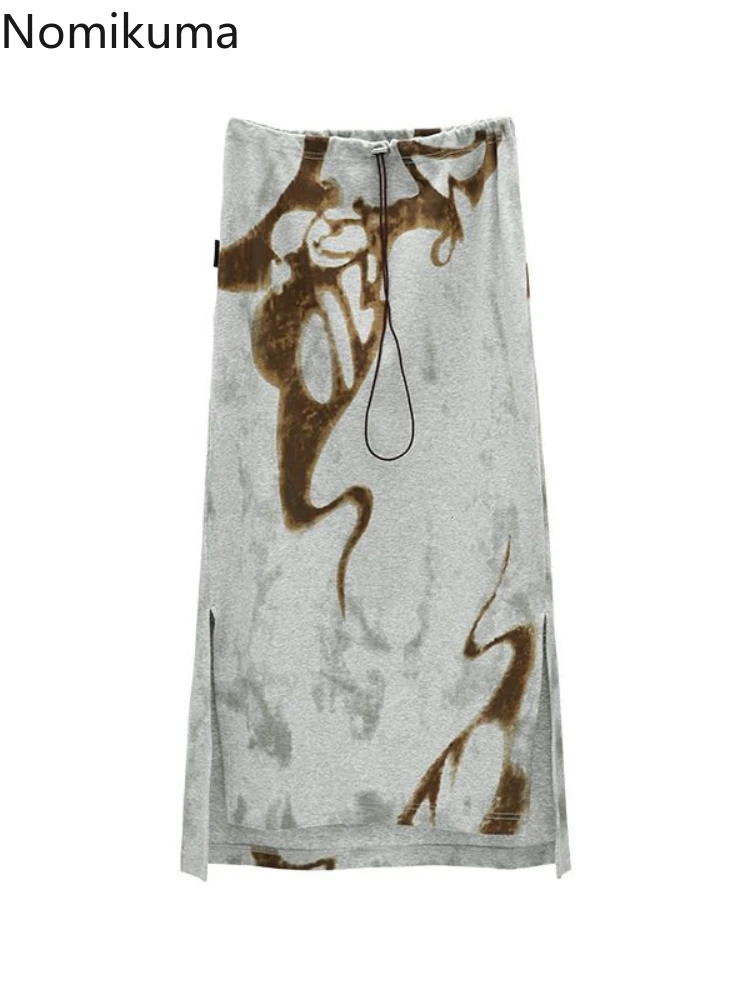 

Print Skirt for Women High Waist Split Casual Jupe 2024 Faldas Mujer De Moda Fashion Korean Saia Streetwear Bodycon Y2k Skirts