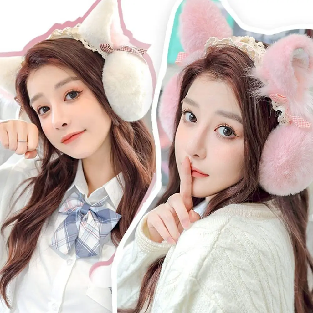Fur Ear Cover Cat Ear Muffs Winter Cute Ear Warmer Earmuffs Soft Plush Earmuffs Lovely Women Girl Fleece Ear Warmer