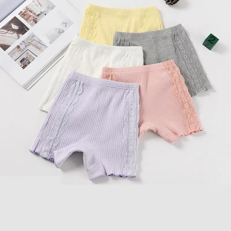

Girls Safety Panties Kids Cotton Children Underwear Children's Briefs Cartoon Beach Short Solid color For 5-15 Years Old
