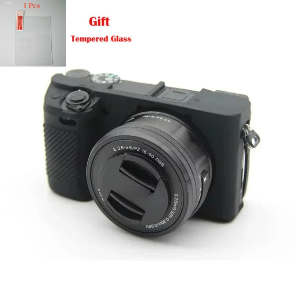 Silicone Soft Shell Camera Bag Case with Free Tempered Film