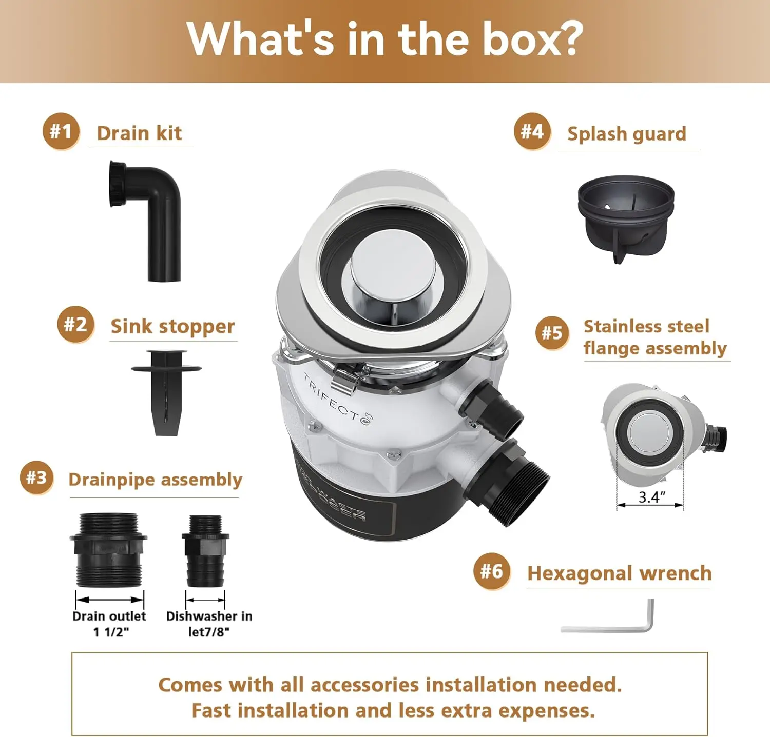 Garbage Disposals with Power Cord, Coutinuous Feed Food Waste Disposal with Sound Reduction (EM 200) 5
