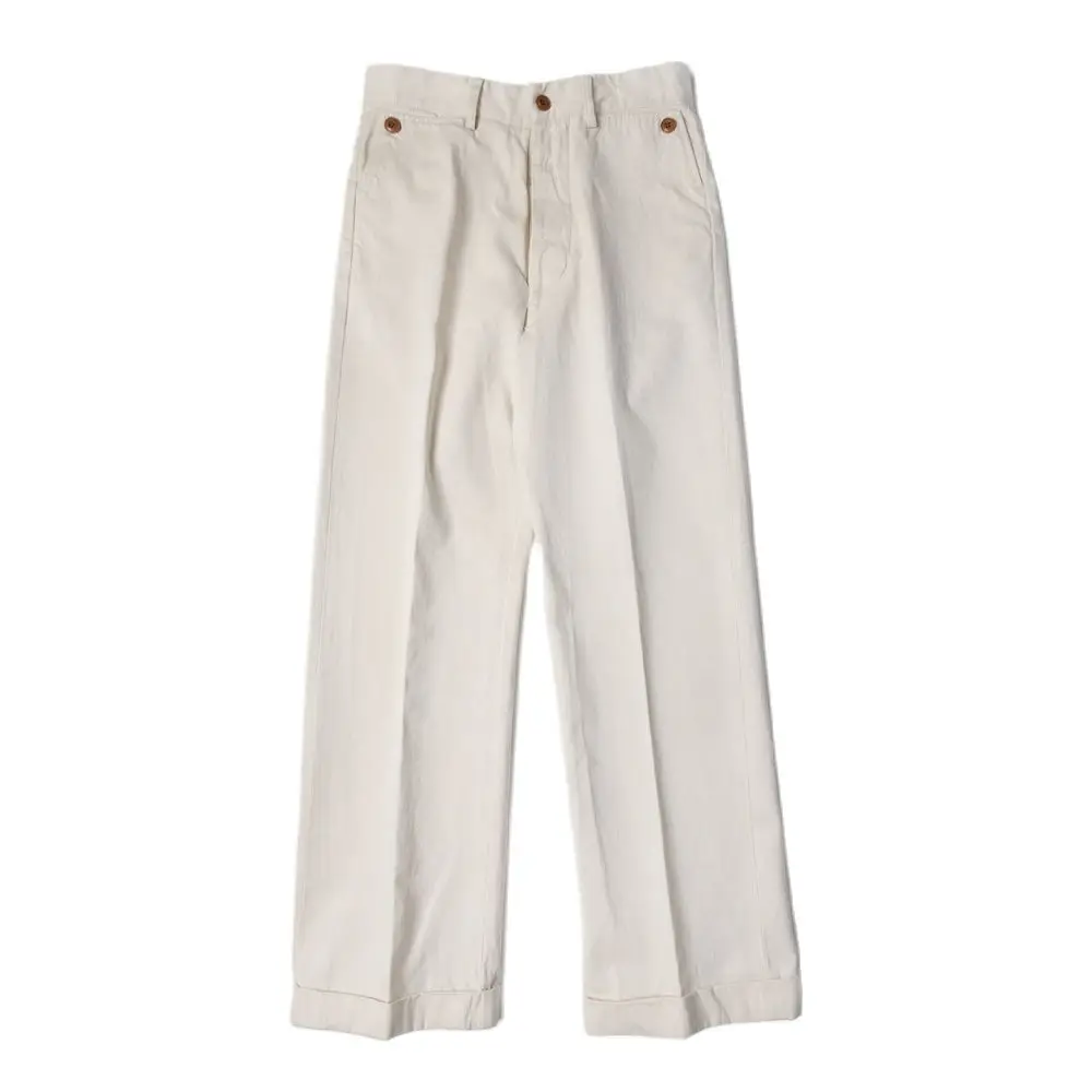 

Men's Wide Leg Selvedge Chino Pants High Waist Straight Casual Style Vintage Trousers