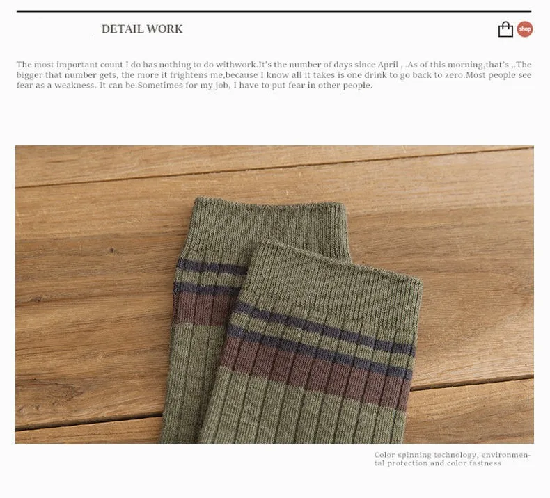 7 Paar gestreifte Herrensocken, modische Freizeitsocken, hochwertige Harajuku-Retro-Socken für Männer, große lange Socken – Detail 8