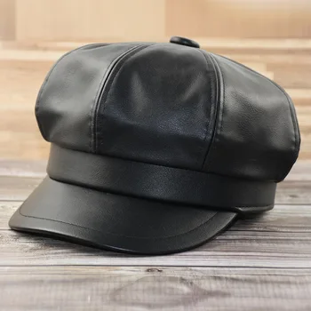 Faux Leather Newsboy Caps 2