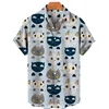 2023 Summer Cat Print Hawaiian Shirt Men's Beach Vacation Casual Tops Plus Size Loose And Simple Outdoor 3XL Button Shirts 2
