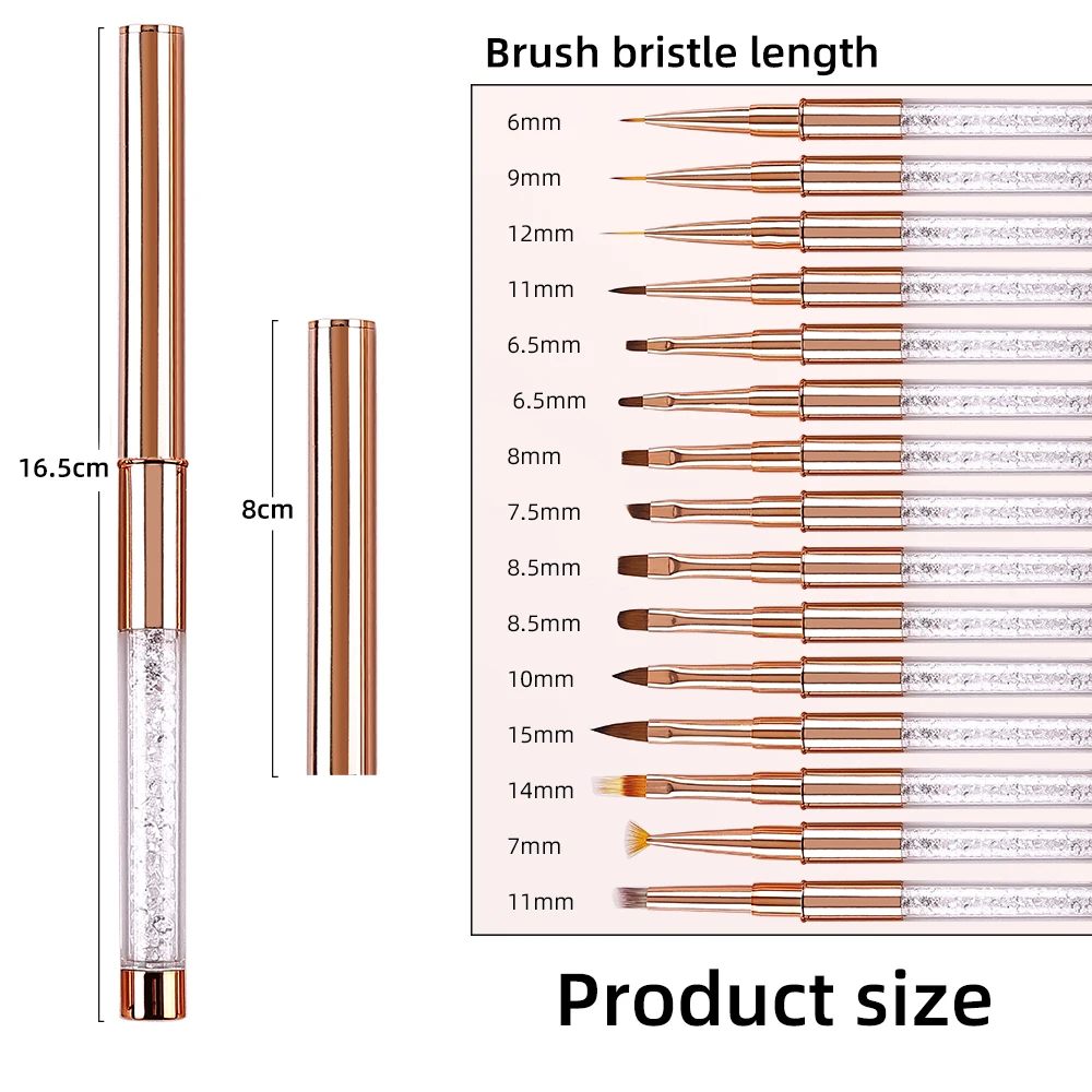 Nail Art Polvere liquida acrilica Intaglio Gel UV Estensione Costruttore Pittura Pennello Linee Liner Penna da disegno Strumento per manicure Born Pretty - immagine 2