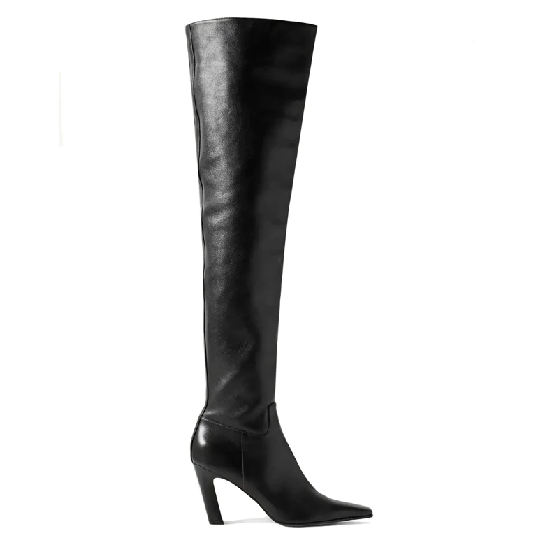 

European American Sexy Women's Boots 2023 Autumn/Winter New Brand Women's Party Shoes Over Knee Boots Black Brown White Big Size