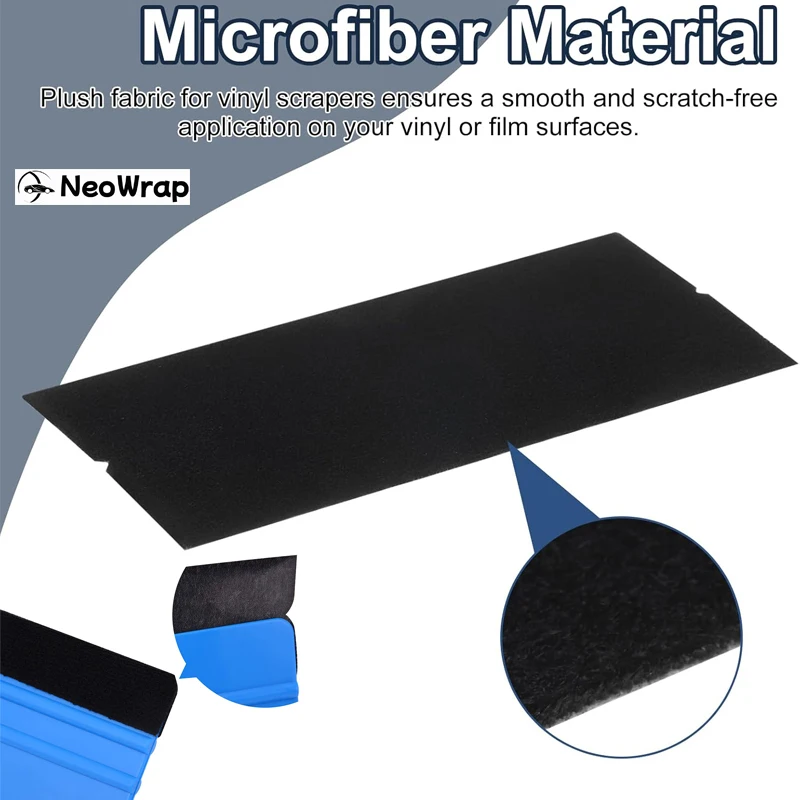 15pcs Vinyl Squeegee Fabric 4 Inch Pre-Cut Self-Adhesive Microfiber Replacement Felt Squeegee Application Tool 10x5cm