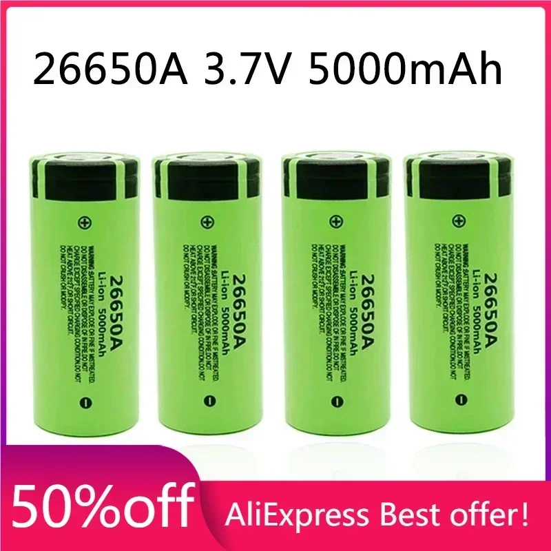 

2021 26650A 3.7V 5000mAh battery high capacity rechargeable battery 26650 20A power battery lithium ion for toy flashlight