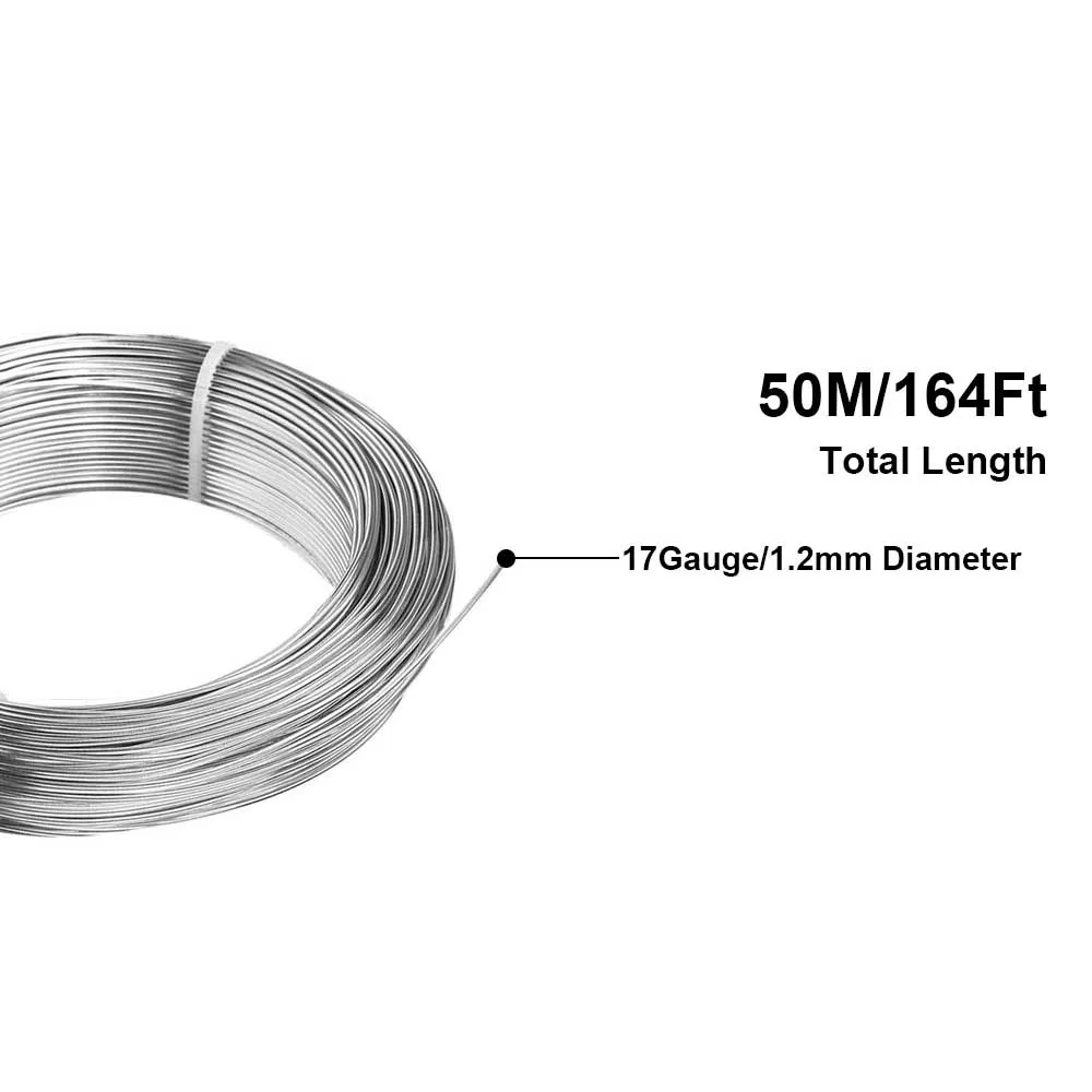 Premium Bendable Silver Aluminum Craft Wire with Pliers - 50m (164 ft)
