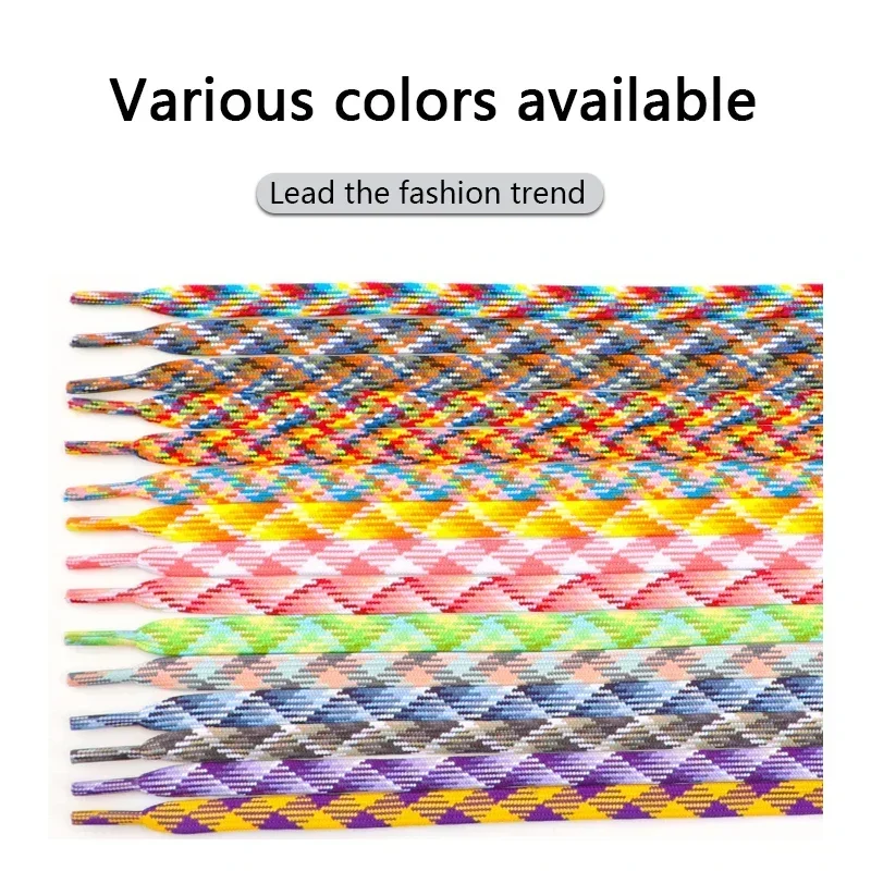 Shoe Laces 1 Pair Colorful Striped Shoe Laces for Woman Man Width 1CM Rainbow Shoelace Flat Shoelaces for Sneakers Length 100/120/140/160CM