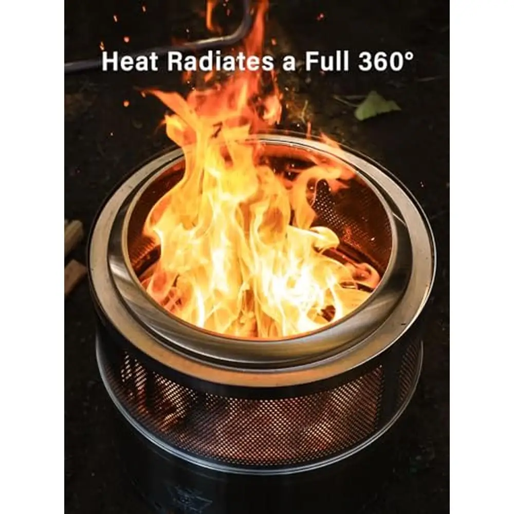Outdoor Folding Stainless Steel Fire Pit 20" Dia Smokeless Wood Burning Fireplace Portable with Removable Ash Tray & Heat