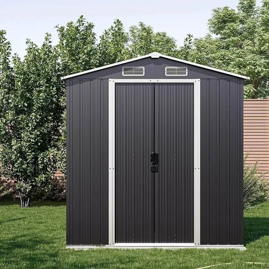 

6x4/8x6FT Outdoor Metal Storage Shed, Reinforced Garden Shed with Air Vent, Lockable Door, Weatherproof Design,Strong & Durable