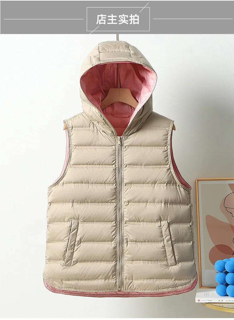 Ultra Light Down Vest for Women Seamless Winter Outwear White Duck Down Short Coats Lightweight Sleeveless Jacket Women VT-303