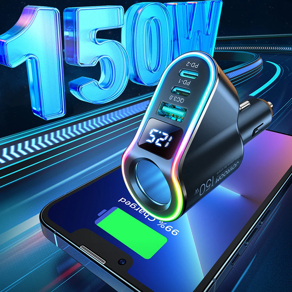 

150 Вт быстрое зарядное устройство для автомобильного прикуривателя QC3.0/PD порт, зарядное устройство для телефона, гнездо постоянного тока 12 В/24 В, универсальный адаптер питания USB типа