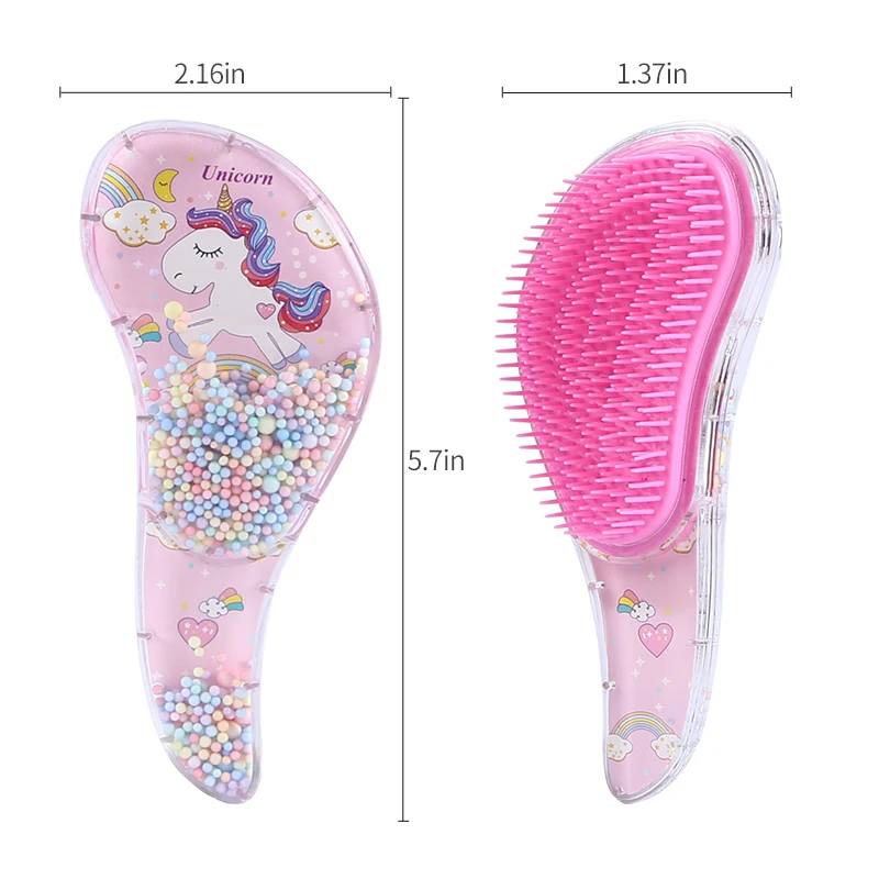 Hair Comb Curly Hair Brush Hair Styling Tools Hair Brush Comb Hair Comb Set Baby Princess Mini Hair Brush Cartoon Unicorn Anti-screw Antiklit Detangling Head Massager
