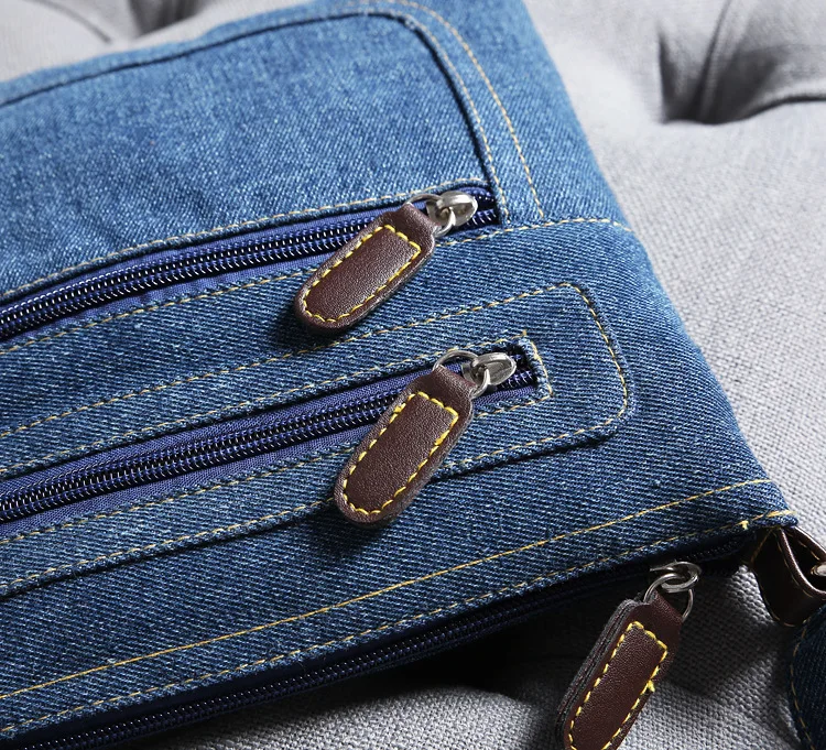 Hot Denim Shoulder Bag Men Women Solid Color Messenger Bag Casual Fashion Crossbody Bag Retro Male Zipper Diagonal Straddle Bag
